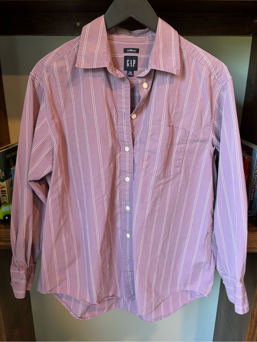 GAP  Women's Purple Striped "The Big Shirt"